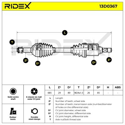 Drive Shaft RIDEX 13D0367 13D0367 - photo 7