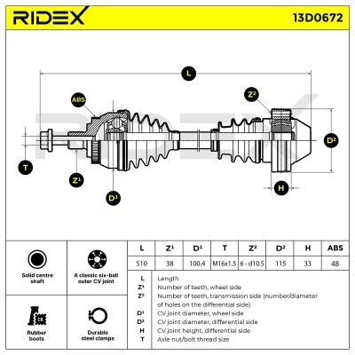 Drive Shaft RIDEX 13D0672 13D0672 - photo 6