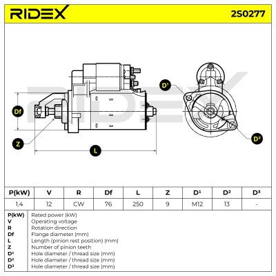 Starter RIDEX 2S0277 2S0277 - photo 6