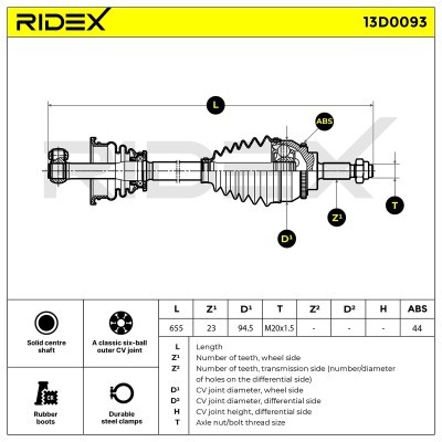Drive Shaft RIDEX 13D0093 13D0093 - photo 7