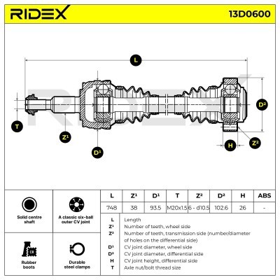 Drive Shaft RIDEX 13D0600 13D0600 - photo 6