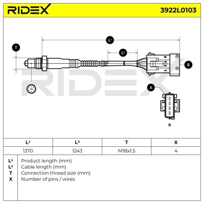 Lambda (Oxygen) Sensor RIDEX 3922L0103 3922L0103 - photo 4