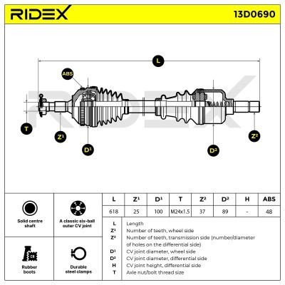Drive Shaft RIDEX 13D0690 13D0690 - photo 7