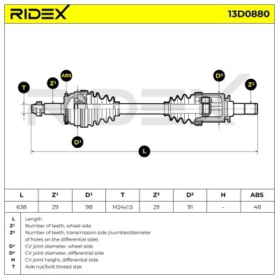 Drive Shaft RIDEX 13D0880 13D0880 - photo 7