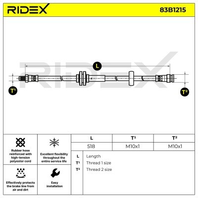 Brake Hose RIDEX 83B1215 83B1215 - photo 2