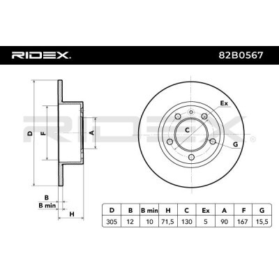 Brake Disc RIDEX 82B0567 82B0567 - photo 4