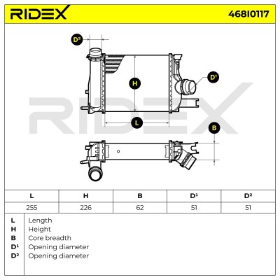 Intercooler, Charger RIDEX 468I0117 468I0117 - photo 6