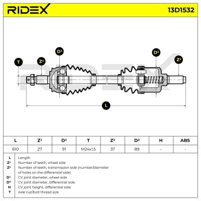 Drive Shaft RIDEX 13D1532 13D1532 - photo 7