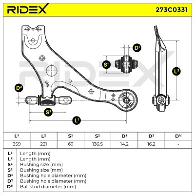 Control Arm RIDEX 273C0331 273C0331 - photo 8