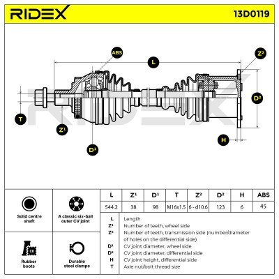 Drive Shaft RIDEX 13D0119 13D0119 - photo 8