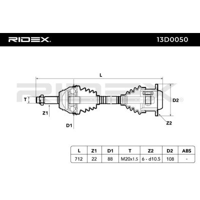 Drive Shaft RIDEX 13D0050 13D0050 - photo 6