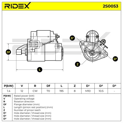 Starter RIDEX 2S0053 2S0053 - photo 7