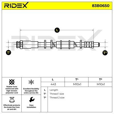 Brake Hose RIDEX 83B0650 83B0650 - photo 2