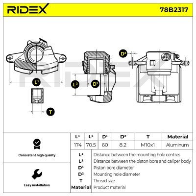 Brake Caliper RIDEX 78B2317 78B2317 - photo 3