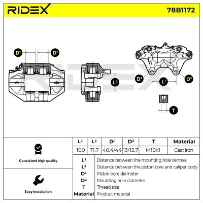 Brake Caliper RIDEX 78B1172 78B1172 - photo 7