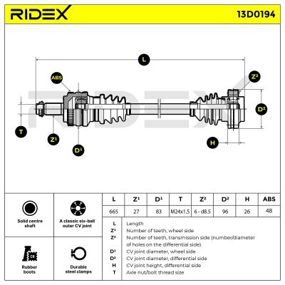 Drive Shaft RIDEX 13D0194 13D0194 - photo 3