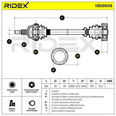 Drive Shaft RIDEX 13D0003 13D0003 - photo 6