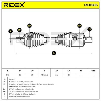 Drive Shaft RIDEX 13D1586 13D1586 - photo 7