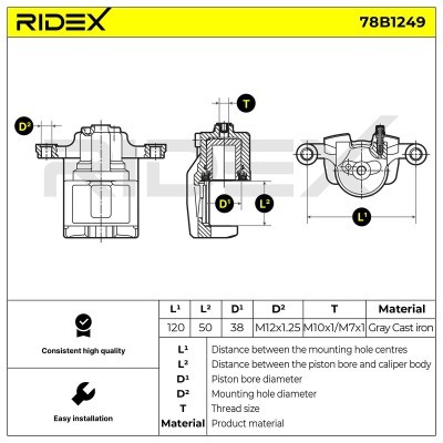 Brake Caliper RIDEX 78B1249 78B1249 - photo 7