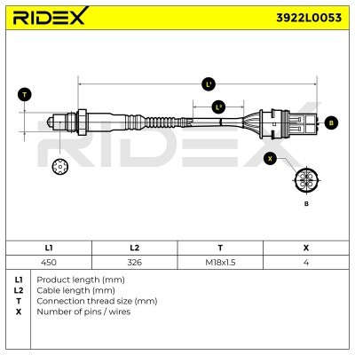 Lambda (Oxygen) Sensor RIDEX 3922L0053 3922L0053 - photo 6
