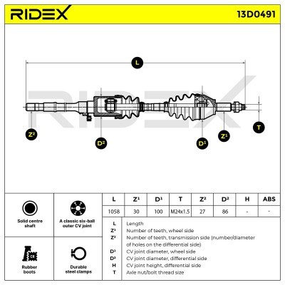 Drive Shaft RIDEX 13D0491 13D0491 - photo 7