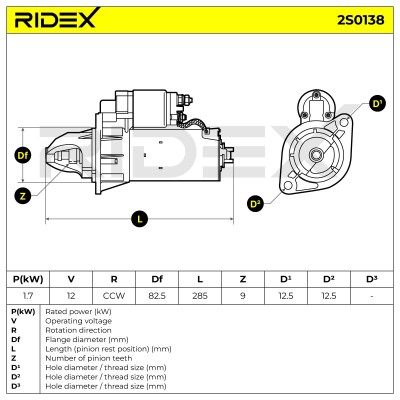 Starter RIDEX 2S0138 2S0138 - photo 6