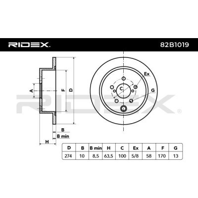 Brake Disc RIDEX 82B1019 82B1019 - photo 3