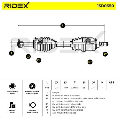 Drive Shaft RIDEX 13D0350 13D0350 - photo 5