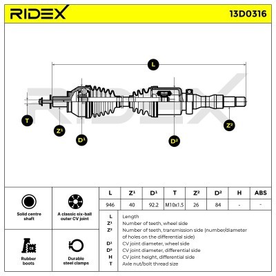 Drive Shaft RIDEX 13D0316 13D0316 - photo 7