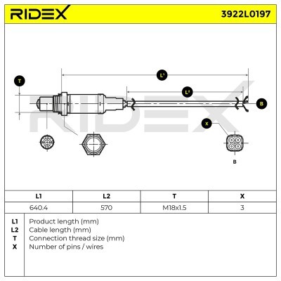 Lambda (Oxygen) Sensor RIDEX 3922L0197 3922L0197 - photo 5