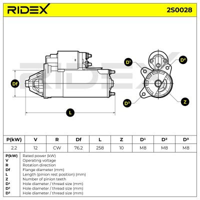 Starter RIDEX 2S0028 2S0028 - photo 8