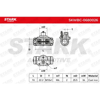 Wheel Brake Cylinder Stark SKWBC-0680026 SKWBC-0680026 - photo 5