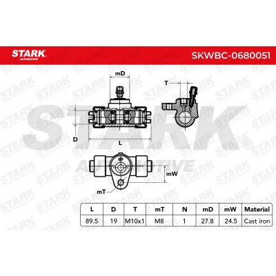 Wheel Brake Cylinder Stark SKWBC-0680051 SKWBC-0680051 - photo 5
