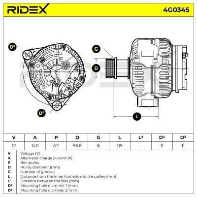 Alternator RIDEX 4G0345 4G0345 - photo 7