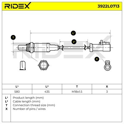 Lambda (Oxygen) Sensor RIDEX 3922L0713 3922L0713 - photo 6