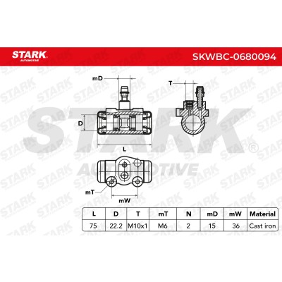 Wheel Brake Cylinder Stark SKWBC-0680094 SKWBC-0680094 - photo 5