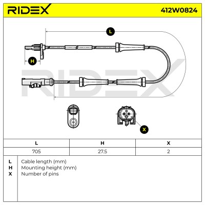 ABS Sensor RIDEX 412W0824 412W0824 - photo 6