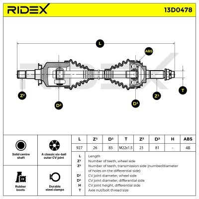 Drive Shaft RIDEX 13D0478 13D0478 - photo 7
