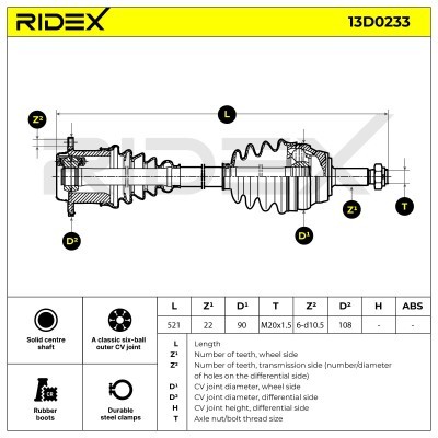 Drive Shaft RIDEX 13D0233 13D0233 - photo 5