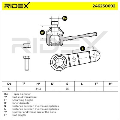 Ball Joint RIDEX 2462S0092 2462S0092 - photo 7