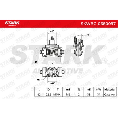Wheel Brake Cylinder Stark SKWBC-0680097 SKWBC-0680097 - photo 5