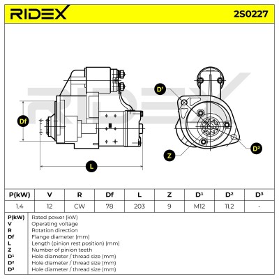 Starter RIDEX 2S0227 2S0227 - photo 7