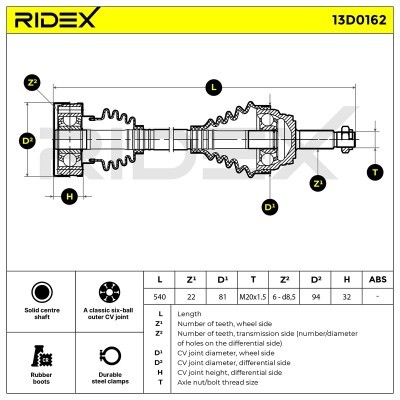 Drive Shaft RIDEX 13D0162 13D0162 - photo 9
