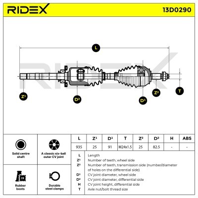 Drive Shaft RIDEX 13D0290 13D0290 - photo 8