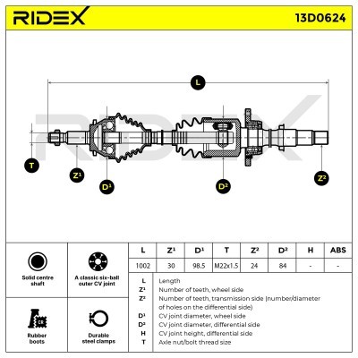Drive Shaft RIDEX 13D0624 13D0624 - photo 7