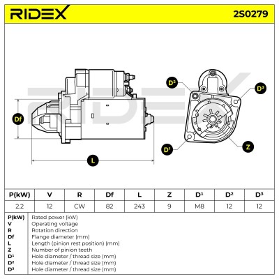 Starter RIDEX 2S0279 2S0279 - photo 7