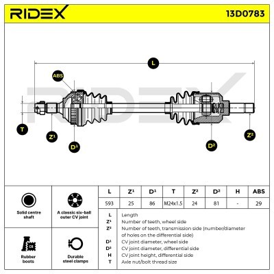 Drive Shaft RIDEX 13D0783 13D0783 - photo 7