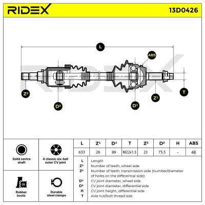 Drive Shaft RIDEX 13D0426 13D0426 - photo 7