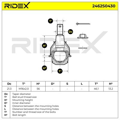 Ball Joint RIDEX 2462S0430 2462S0430 - photo 5