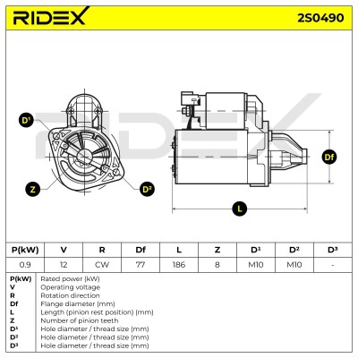 Starter RIDEX 2S0490 2S0490 - photo 6